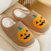 Clan Bruce Ancient Tartan Halloween Pumpkin Slippers, Fluffy Spooky Slippers JH11 Bruce Ancient Tartan Tartan Halloween